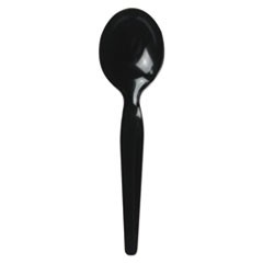 Heavyweight Polystyrene Cutlery, Soup Spoon, Black, 1000/Carton