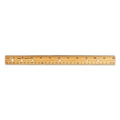 Beveled Wood Ruler w/Single Metal Edge, 3-Hole Punched, 12