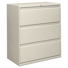 Three-Drawer Lateral File Cabinet, 36w x 18d x 39.5h, Light Gray