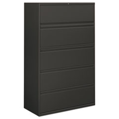 Five-Drawer Lateral File Cabinet, 42w x 18d x 64.25h, Charcoal