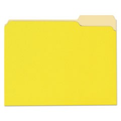 Deluxe Colored Top Tab File Folders, 1/3-Cut Tabs, Letter Size, Yellowith Light Yellow, 100/Box