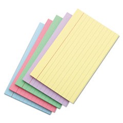 Index Cards, Ruled, 3 x 5, Assorted, 100/Pack