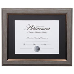 2-Tone 11 x 14 Document Frame, 8 1/2 x 11 Insert, Gray/Gold Frame, Black Mat