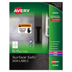 Avery® 3-1/2"x5" Removable Label Safety Signs