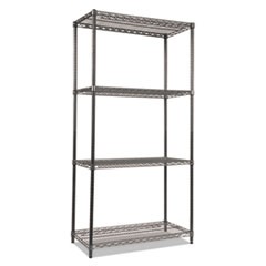 Wire Shelving Starter Kit, Four-Shelf, 36w x 18d x 72h, Black Anthracite