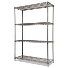 Wire Shelving Starter Kit, Four-Shelf, 48w x 18d x 72h, Black Anthracite