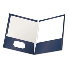 High Gloss Laminated Paperboard Folder, 100-Sheet Capacity, Navy, 25/Box