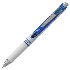 EnerGel RTX Gel Pen, Retractable, Fine 0.5 mm Needle Tip, Blue Ink, White/Blue Barrel