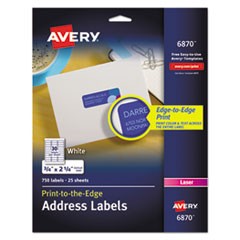 Vibrant Laser Color-Print Labels w/ Sure Feed, 3/4 x 2 1/4, White, 750/PK