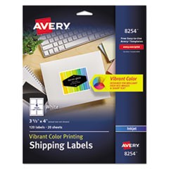 Vibrant Inkjet Color-Print Labels w/ Sure Feed, 3 1/3 x 4, Matte White, 120/PK