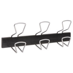 Wall-Mount Coat Hooks, Metal, Silver, 22 lb, 18.11" x 2.95" x 6.45"