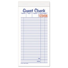 Guest Check Unit Set, Carbonless Duplicate, 6 7/8 x 3 3/8, 50 Forms, 10/Pack