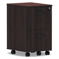 Alera Valencia Series Mobile File/File Pedestal, 15.38w x 20d x 26.63h, Mahogany