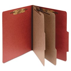 Pressboard Classification Folders, 2 Dividers, Letter Size, Earth Red, 10/Box