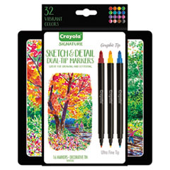 Sketch and Detail Dual Ended Markers, Extra-Fine/Fine Bullet Tips, Assorted Colors, 16/Set
