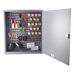 Steel Key Cabinet, 90-Keys, 3.5w x 16.5d x 18.375h, Gray