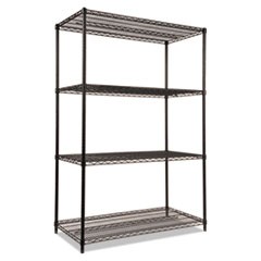 NSF Certified Industrial 4-Shelf Wire Shelving Kit, 48w x 24d x 72h, Black