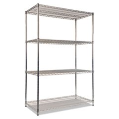 NSF Certified Industrial 4-Shelf Wire Shelving Kit, 48w x 24d x 72h, Silver