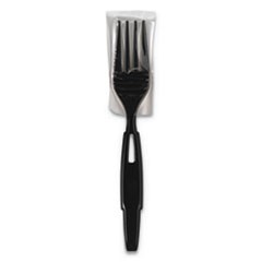 SmartStock Wrapped Heavy-Weight Cutlery Refill, Fork, Black, 960/Carton