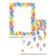 Pre-Printed Paper, 28 lb, 8.5 x 11, Balloons, 100/Pack