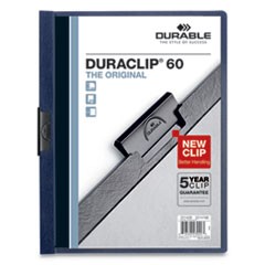 DuraClip Report Cover with Clip Fastener, 8.5 x 11, Clear/Navy, 25/Box