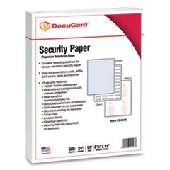 Medical Security Papers, 24 lb Bond Weight, 8.5 x 11, Blue, 500/Ream