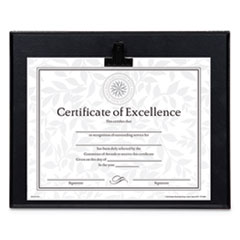 Plaque With Metal Clip, Wood, 8 1/2 x 11 Insert, Black