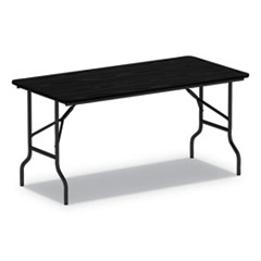 Wood Folding Table, 59.88w x 29.88d x 29.13h, Black