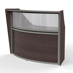 Reception Desk with Polycarbonate, 72 x 32 x 46, Mocha