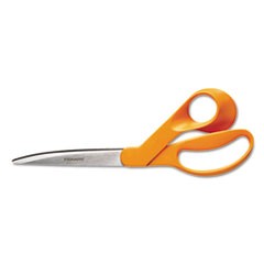 Home and Office Scissors, 9" Long, 4.5" Cut Length, Offset Orange Handle