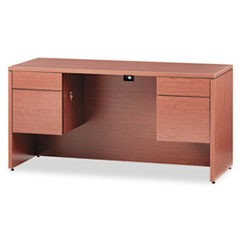 10500 Series Kneespace Credenza With 3/4-Height Pedestals, 60w x 24d, Bourbon Cherry