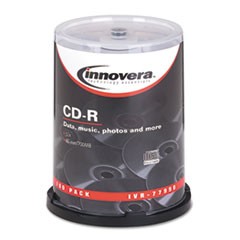 CD-R Discs, 700MB/80min, 52x, Spindle, Silver, 100/Pack