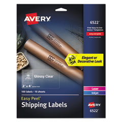 Glossy Clear Easy Peel Mailing Labels w/ Sure Feed Technology, Inkjet/Laser Printers, 2 x 4, Clear, 10/Sheet, 10 Sheets/Pack