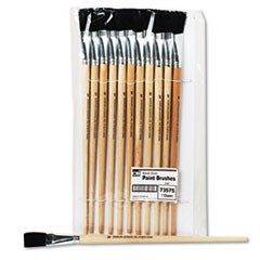 Long Handle Easel Brush, Size 18, Natural Bristle, Flat, 12/Pack