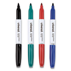 Pen Style Dry Erase Marker, Fine Bullet Tip, Assorted Colors, 4/Set