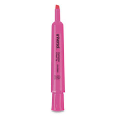 Desk Highlighters, Fluorescent Pink Ink, Chisel Tip, Pink Barrel, Dozen