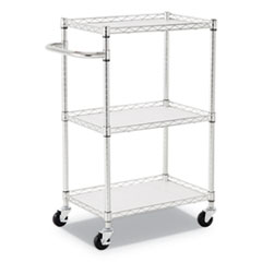 3-Shelf Wire Cart with Liners, 24w x 16d x 39h, Silver, 500-lb Capacity