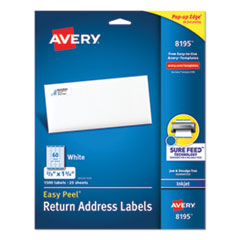 Easy Peel White Address Labels w/ Sure Feed Technology, Inkjet Printers, 0.66 x 1.75, White, 60/Sheet, 25 Sheets/Pack