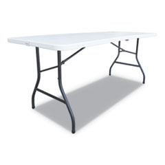 Fold-in-Half Resin Folding Table, 72w x 29.63d x 29.25h, White