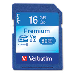 Verbatim 16GB Premium SDHC Memory Card, UHS-I Class 10