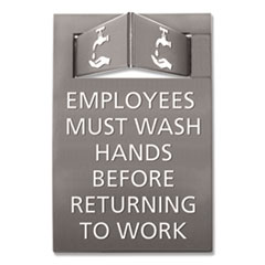 Pop-Out ADA Sign, Wash Hands, Tactile Symbol, Plastic, 6 x 9, Gray/White