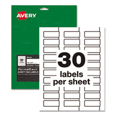 PermaTrack Durable White Asset Tag Labels, Laser Printers, 0.75 x 2, White, 30/Sheet, 8 Sheets/Pack