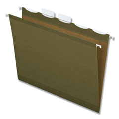 Ready-Tab Reinforced Hanging File Folders, Letter Size, 1/5-Cut Tab, Standard Green, 25/Box