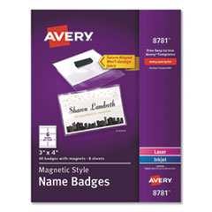 Magnetic Style Name Badge Kit, Horizontal, 4