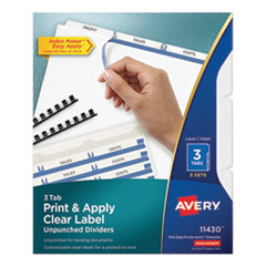 Print and Apply Index Maker Clear Label Unpunched Dividers, 3Tab, Letter, 5 Sets