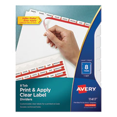 Print and Apply Index Maker Clear Label Dividers, 8 White Tabs, Letter