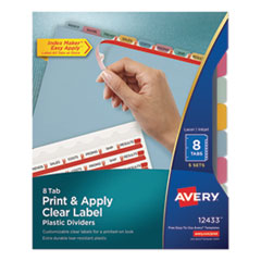 Print and Apply Index Maker Clear Label Plastic Dividers with Printable Label Strip, 8-Tab, 11 x 8.5, Translucent, 5 Sets