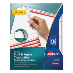 Index Maker Print and Apply Clear Label Double Column Dividers, 16-Tab, Letter