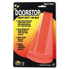 Giant Foot Doorstop, No-Slip Rubber Wedge, 3.5w x 6.75d x 2h, Safety Orange