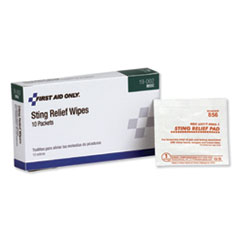 First Aid Sting Relief Pads, 10/Box